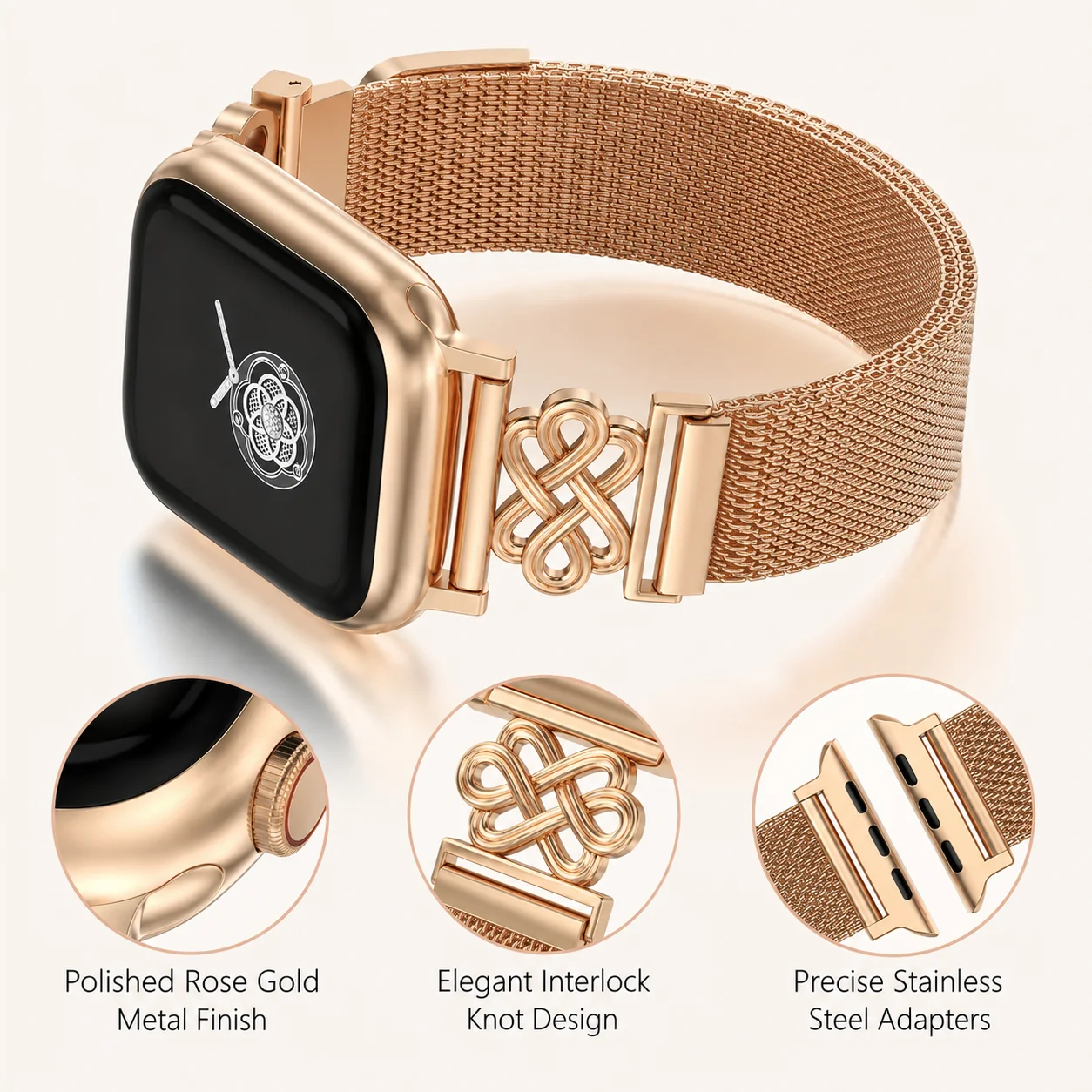 1 Pack Elegant Celtic Knot Milanese Band Compatible with Apple Watch 38/40/41/42/44/45/46/49mm