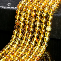 6mm Natural Stone Baltic Sea Flower Piebald Amber Beads Round Loose Spacer for Jewelry Making Bracelet Necklace DIY Accessory