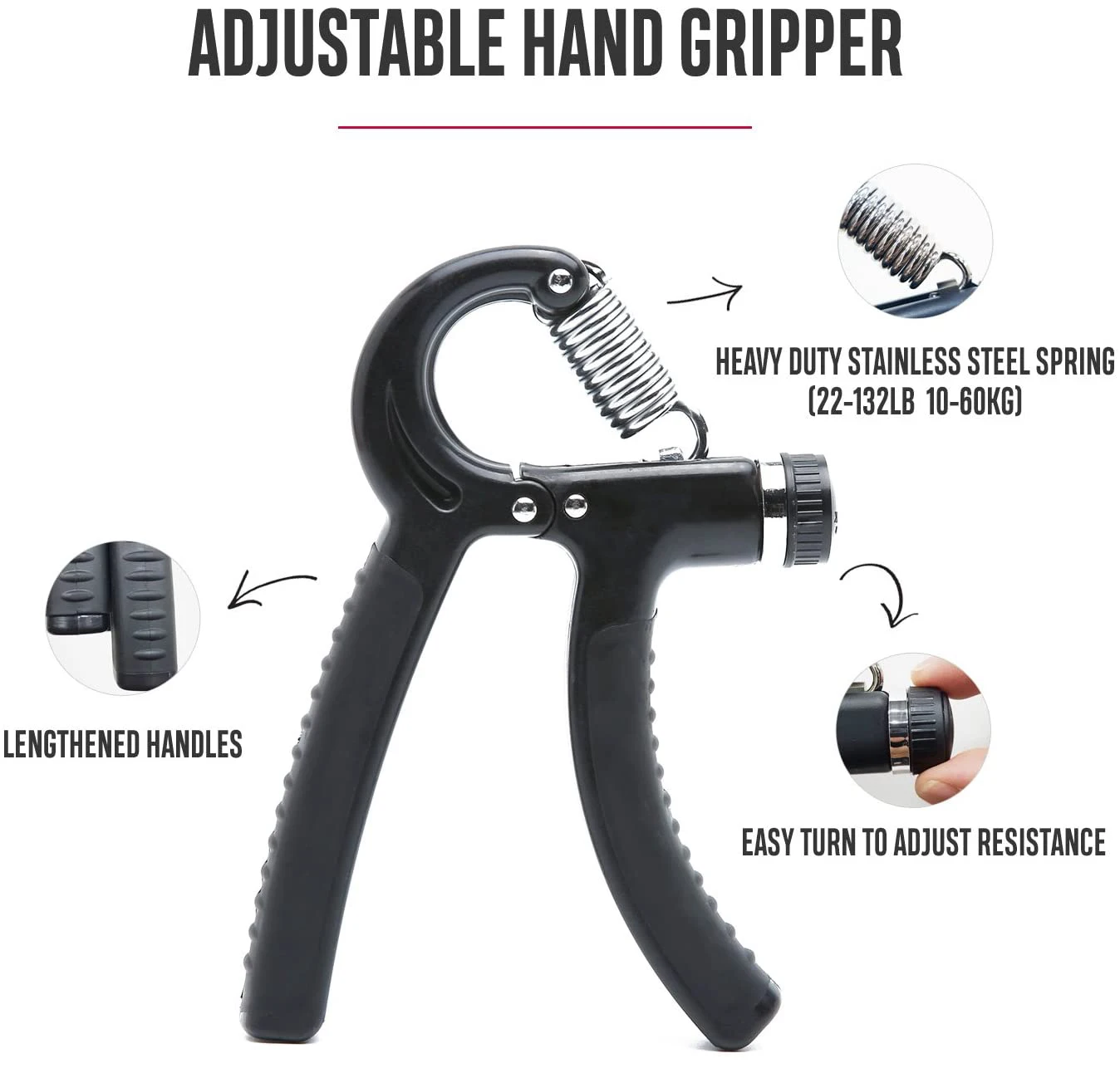 5-60Kg Adjustable Heavy Gripper Fitness Hand Exerciser Grip 5 PCS Hand Trainer Sport Gym Expander Strengthener Crossfit Grips