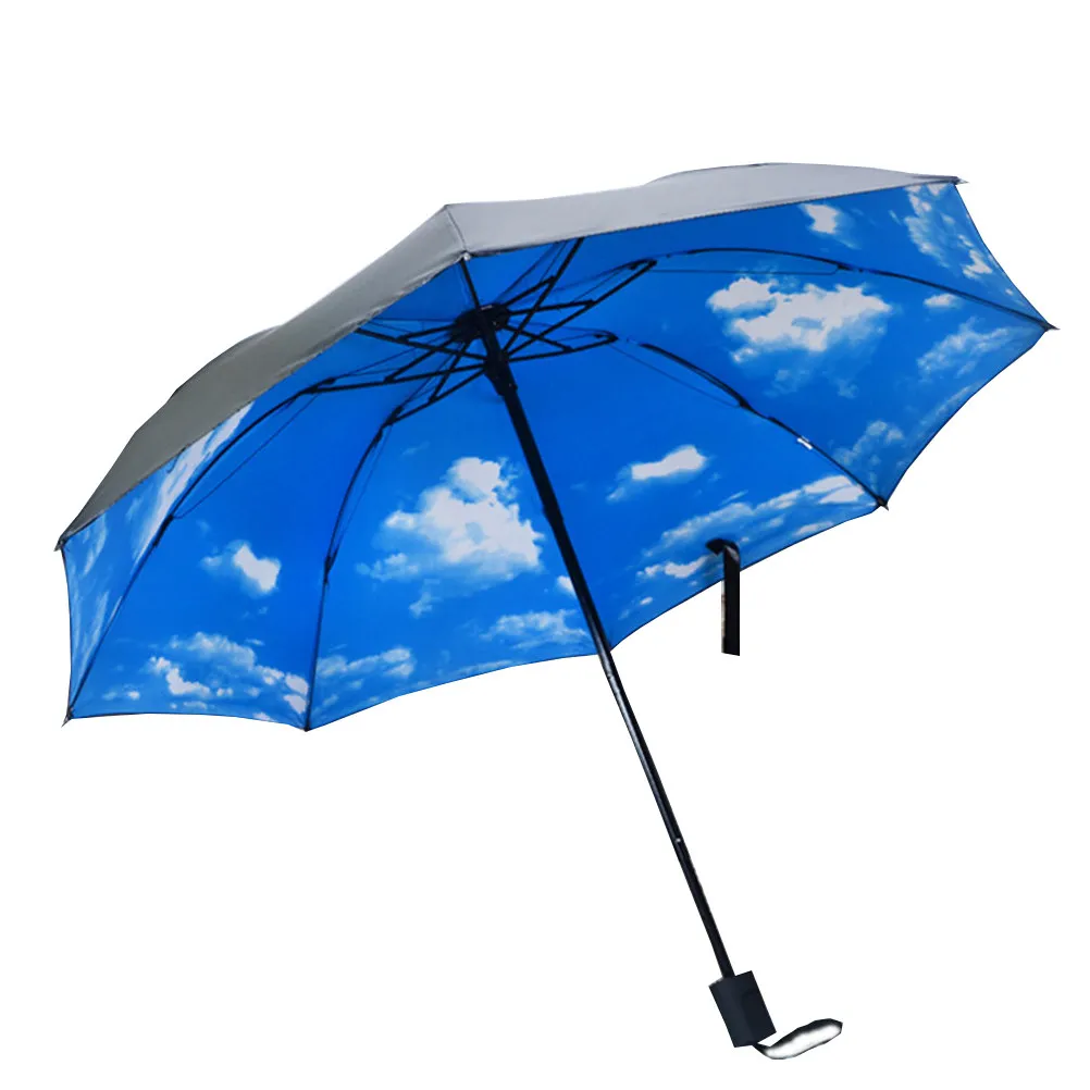 Anti-Uv Sun Rain Protection Windproof Parasol Creative Pattern 3 Folding Foldable Umbrella for Outdoor Activities