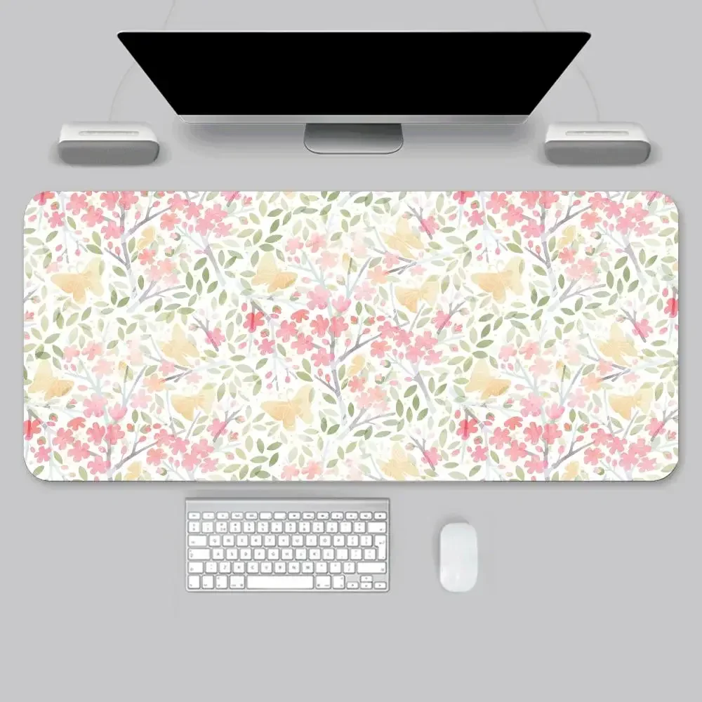 Cute Floral Flower Beautiful Mousepad Large Gaming Mouse Pad LockEdge Thickened Computer Keyboard Table Desk Mat