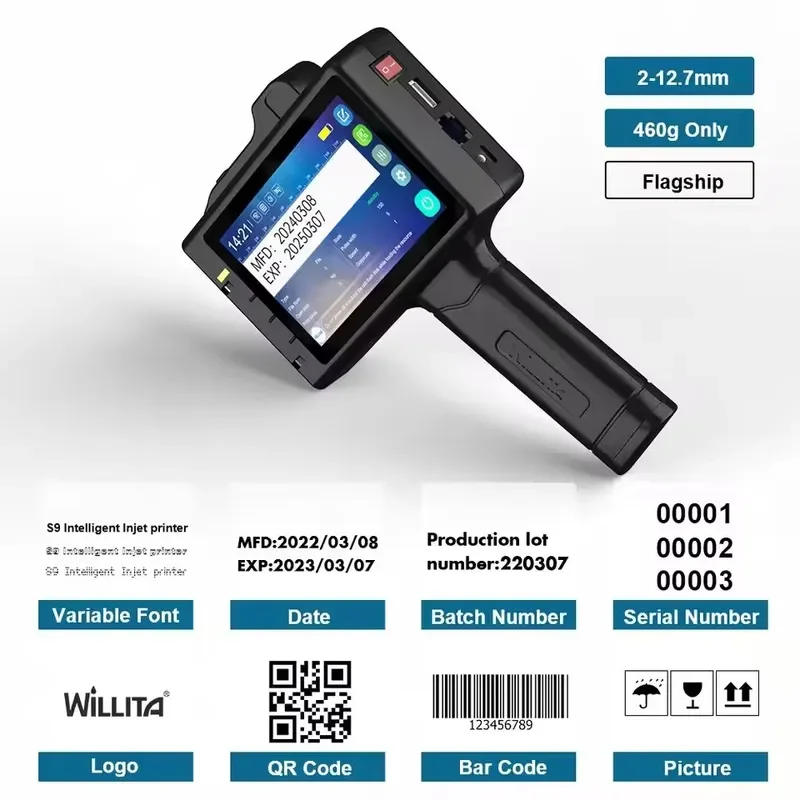 Willita Touch Screen Portable Handheld Inkjet Printer Smart Coder for Film Foil Bags Multifunctional High Productivity Time view 4