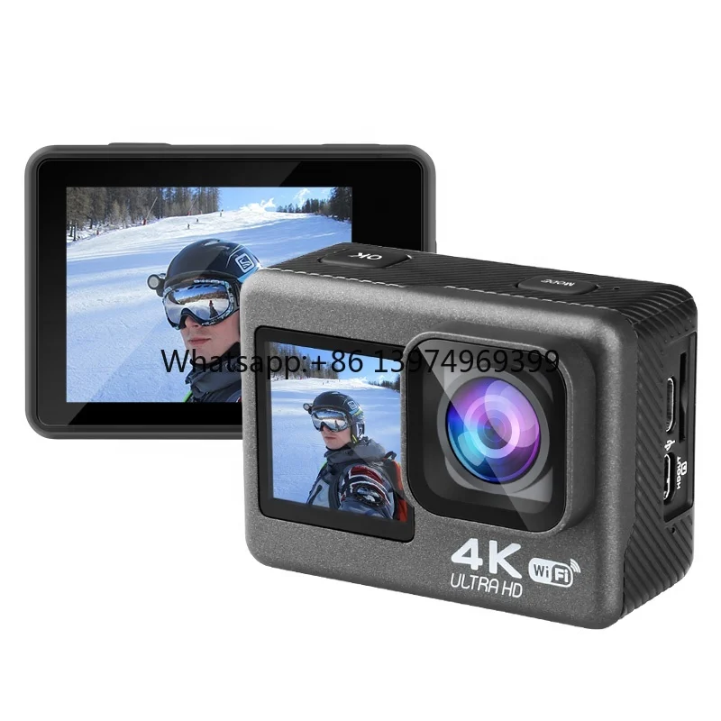 Hot Sale Low Price Dual Screen Touch Outdoor Cycling Waterproof Wifi Hd Sports Action Camera Mini 4k 60fps 1080P