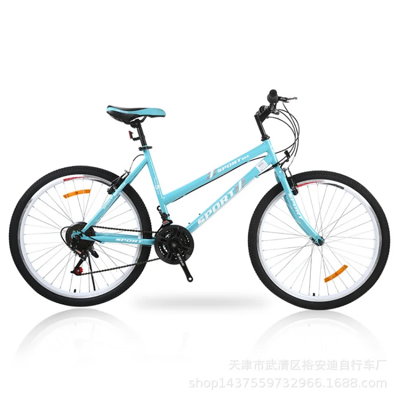 

26-inch Lady's Mountain Bike Dual V-Brakes Double Oblique Spray Inner Sticker Export Crossborder Gift Bike Mfr Wholesale