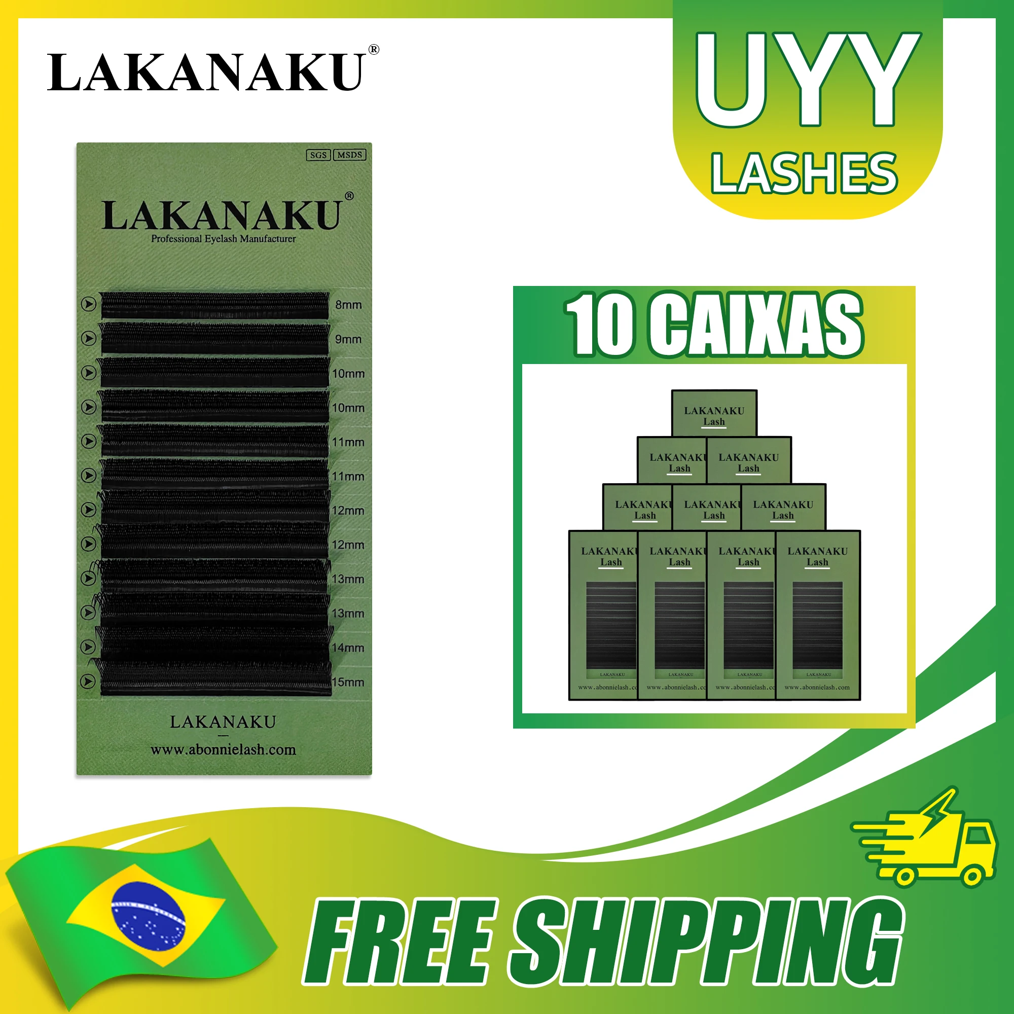 LAKANAKU Frete grátis para o Brasil Wholesale 10trays/set U YY Clover Cilios Extensiones Lash YY-Shaped Premade False Lashes