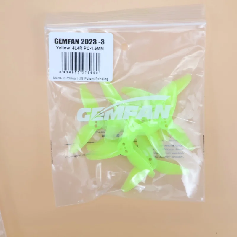 4Pairs Yellow 1.5 / 1mm Gemfan Hurricane 2023 2X2.3X3 3-Blade Toothpick Propeller 1mm 1.5mm for RC FPV Racing Freestyle 2inch
