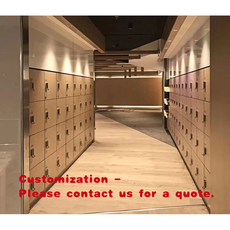 custom.DEBO Traditional Wood Oak Color Waterproof Scratch Resistant HPL Fitness Club Locker with Fingerprint Electr