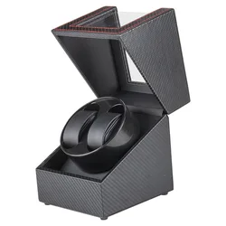 2 Slot Watch Winder Automatic Mechanical Watches Box Shaker USB Charging Carbon Fiber Storage Case