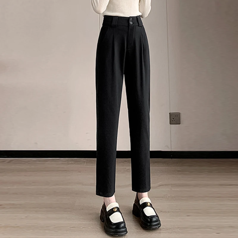 Fashion Solid Women Harem Pants 2024 New Office Lady Elegant Suit Pants Casual Streetwear Autumn Winter Pants Trousers Femme