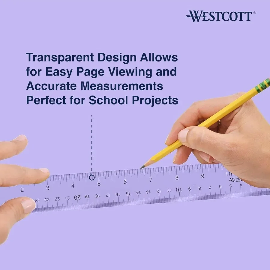 学生用数学定規 12インチ - 学校や宿題用の割れないアクリル製