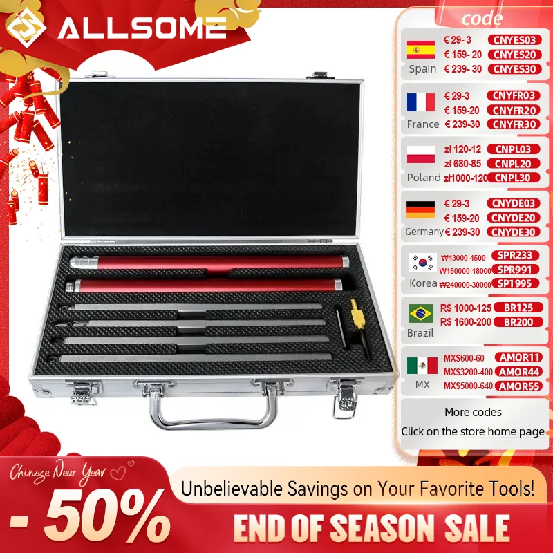 ALLSOME-Herramienta de torneado de madera, juego de cinceles de torno para carpintería, cortador de inserción de carburo, barra de acero inoxidable, caja de almacenamiento de aluminio HT2962