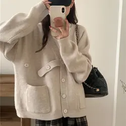 Fashionable Korean Milk Style Outfit Gentle Lazy Style Knitted Sweater Autumn Winter New Y2K Maillard Outfit Cardigan Sweater