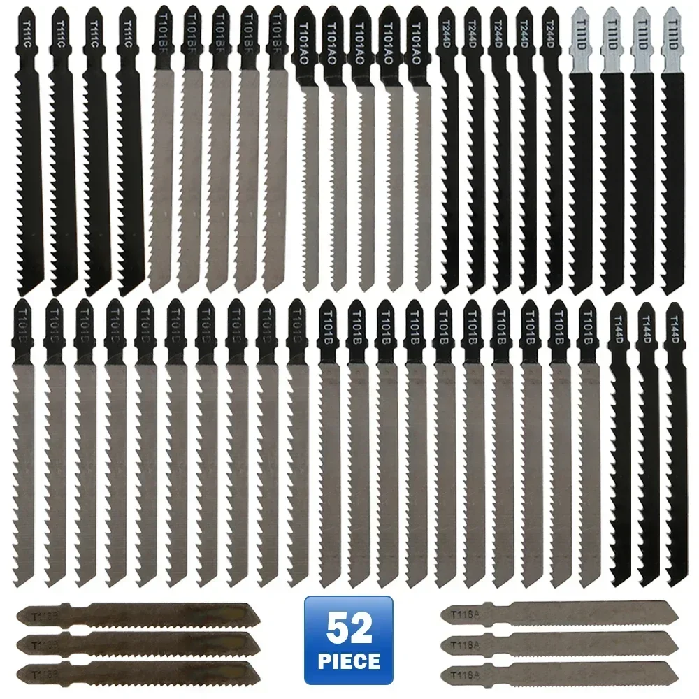 Jig Saw Blade Set com T-Shank, Assorted Set, Sharp, corte rápido, madeira, metal, plástico, corte