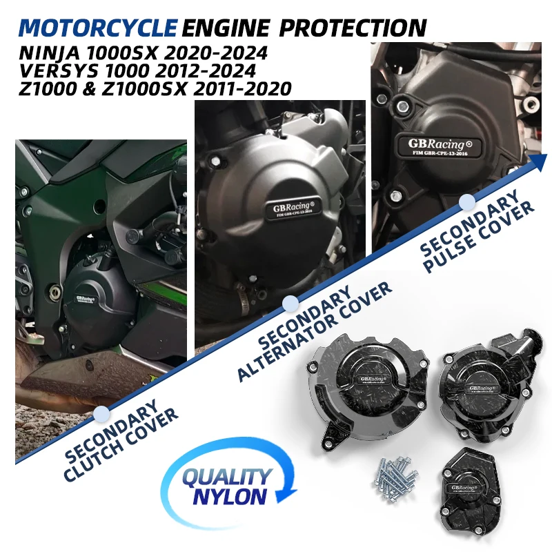 

v2 accesorios moto For KAWASAKI Ninja 1000SX 2020-2024 Z1000 Z1000SX 2011-2020 Versys 1000 2012-2024 Secondary Engine Cover Set