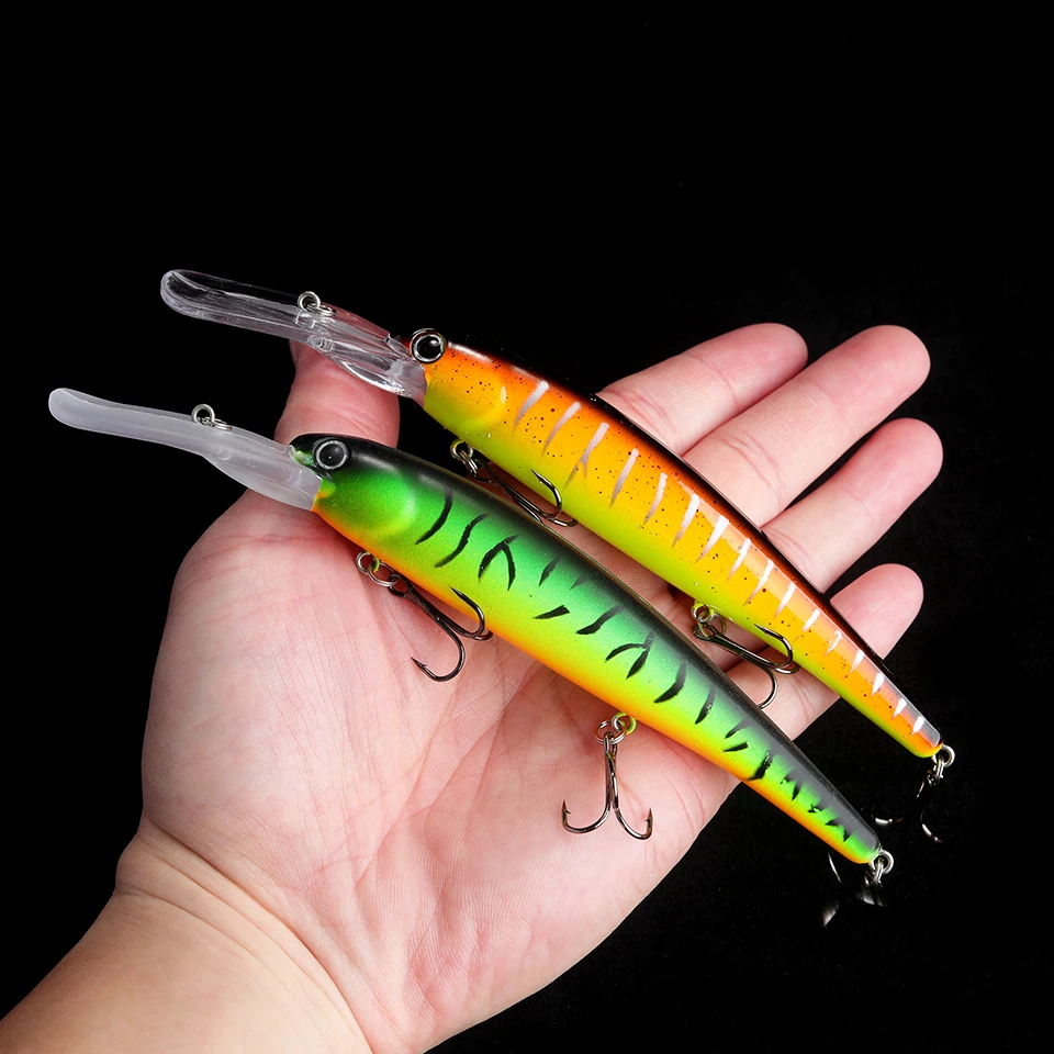 GOBYGO 1PCS Floating Minnow Lure 120mm/20g Trolling Wobbler Crankbait Bandit Minnow Bass Pike Bait Saltwater Fishing Tackle