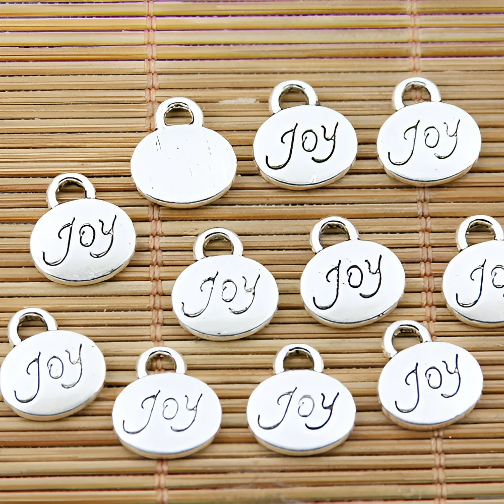 20pcs 9*12mm Tibetan Silver Tone Oval Joy Lettering Charms EF1599 Charms for Jewelry Making