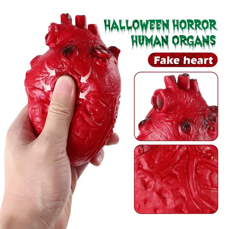 Accesorios de Cosplay de zombis de corazón falso de Halloween, piezas de cuerpo de miedo, corazón falso, suministros de fiesta de Halloween