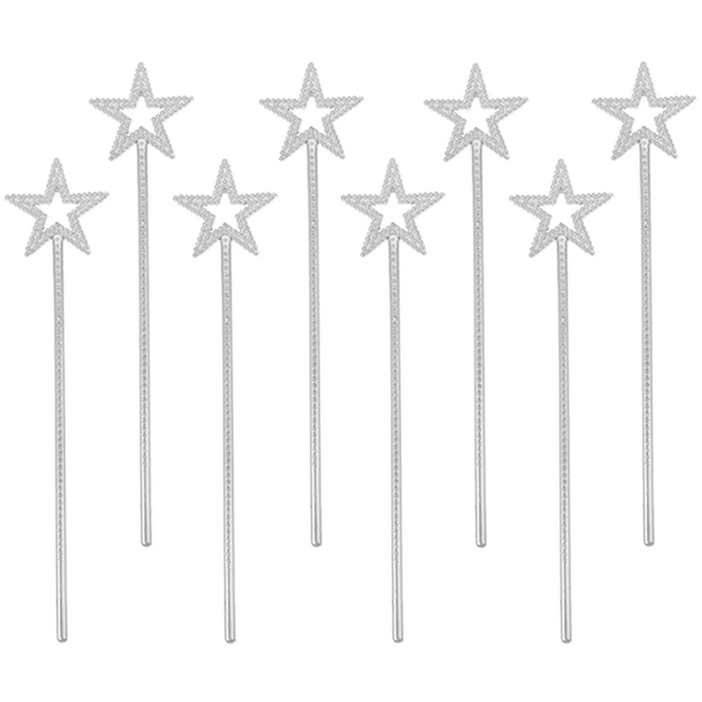 

8pcs Star-Shaped Wands For Kids Decorative Plastic Fairy Sticks Party Game Dance Performance Props Masquerade Fairy Sticks