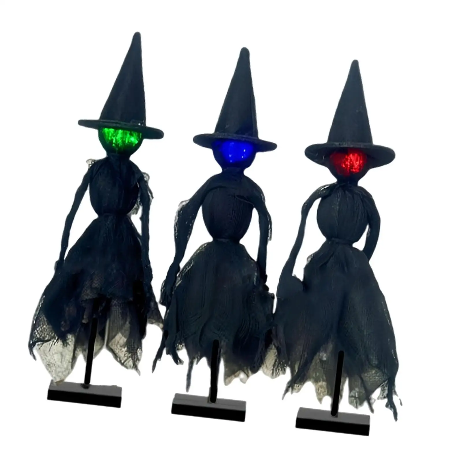 Witch Figurines with Hat Statues with LED Ornament DIY Supplies Multifunction