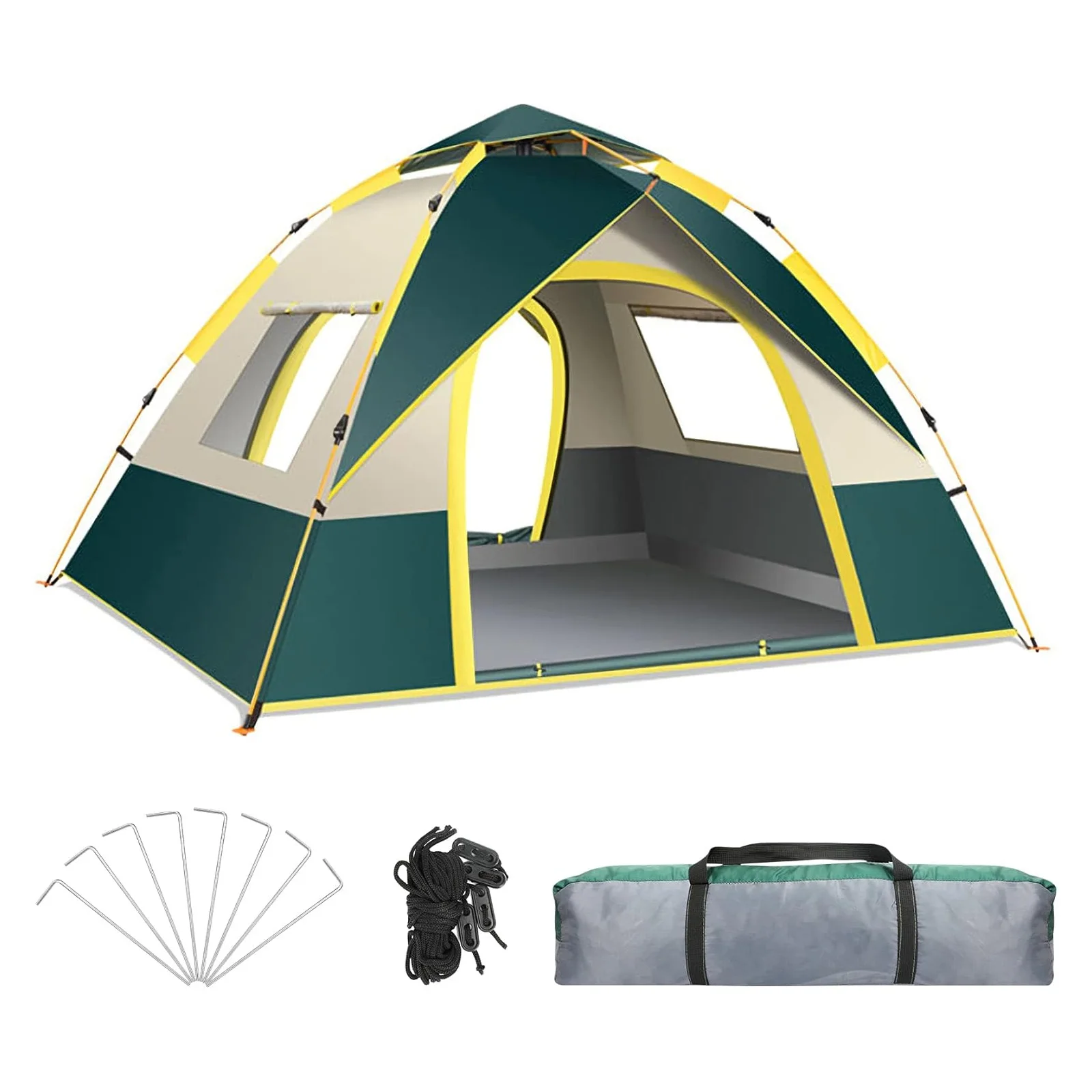 LOVEWE Quick Opening Camping Tent, Waterproof & Windproof, Dual Doors & Windows, Easy Setup, Lightweight, 2 Person Capacity