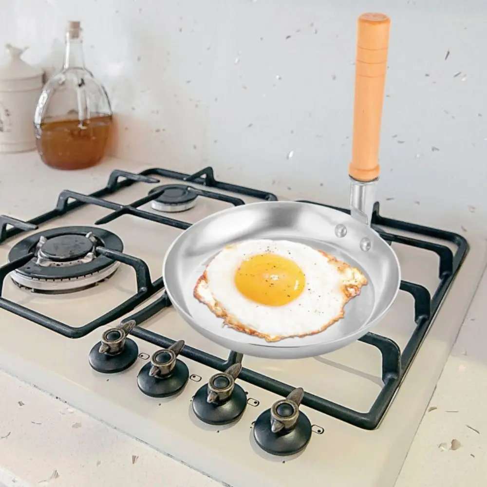 Vertical Wooden Handle Omelet Pan Japanese Style Professional Frying Egg Pan Aluminum Fast Heat Conduction Omurice Rice Pan