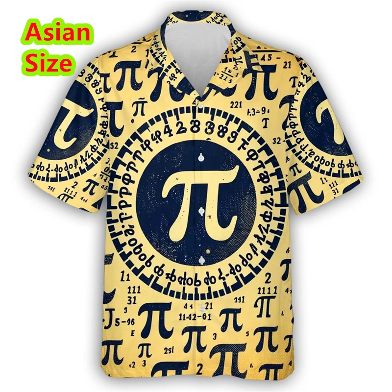 

Fun Pi Day Math 3D Printed Mens Shirts Clothes Math Teacher Lapel Blouse Π Expert Uniform Casual Student Short Sleeve Streetwear