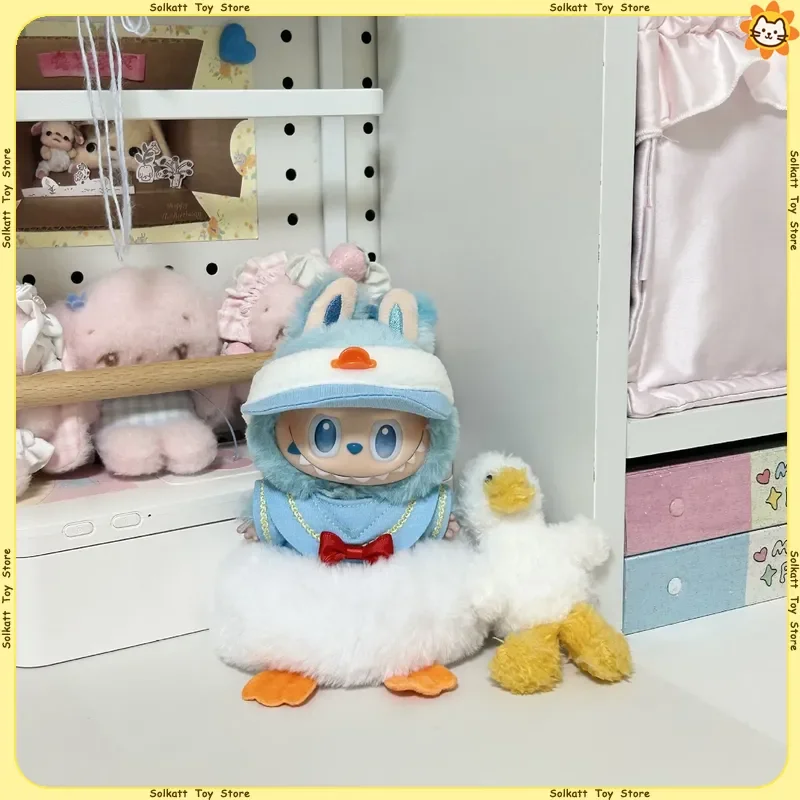 

Только одежда для куклы Labubu Donald Cool Duck, костюм 17 см, милая шляпа, модный синий модный наряд, смена для первого поколения