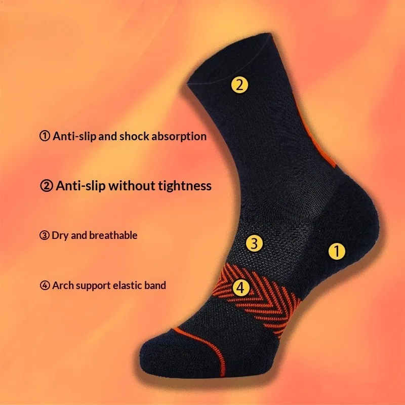 

Men's Professional Sports Socks Midsole Thick Cushion Elite Sweat Absorbing Breathable Outdoor Cycling Anti-Slip Running Socks