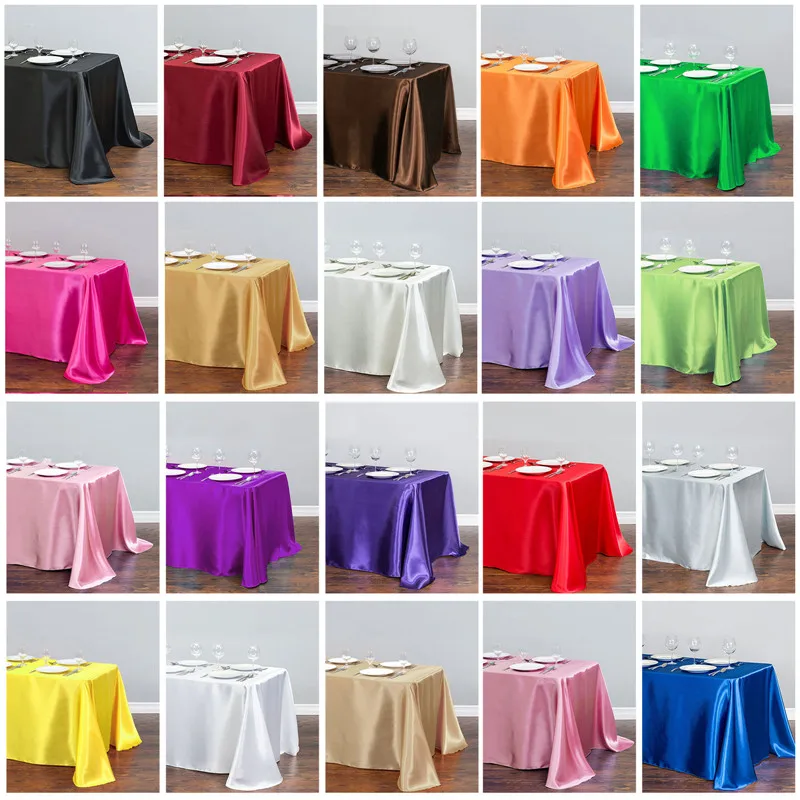 Rectangle Satin White Tablecloth for Table Wedding Decoration Banquet Dining New Year\'s Tablecloth Christmas Table Cloth Cover