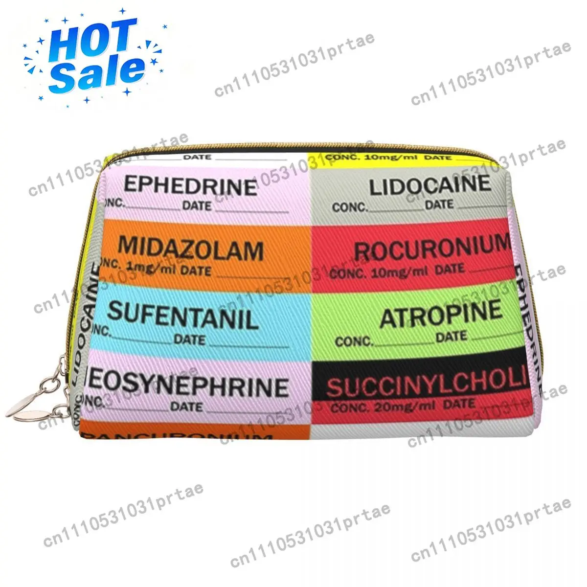 Anesthesia Medication Labels Makeup Bag for Women Travel Cosmetic Organizer Fashion Doctor Nurse Medicine Storage Toiletry Bags