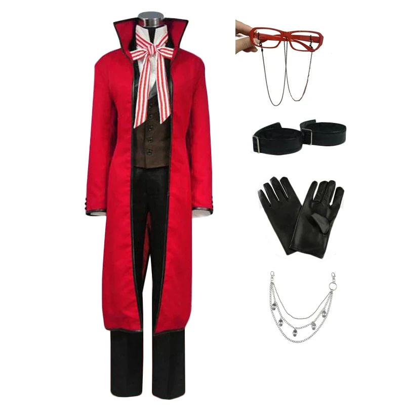 

v;3,f\6,k;Customized Grell Sutcliff Michaelis Cosplay Costume Anime Halloween Party Unisex Fancy Red Suit Glassesr;6,b\7,j/
