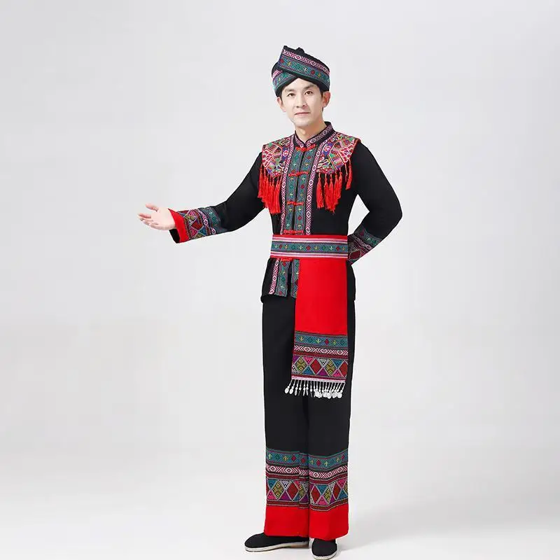 New Minority Costume Men's Zhuang Yao Dance Performance Clothing Male Miao Yi Tujia
