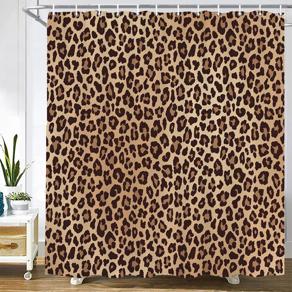 

Sexy leopard Printed Shower Curtain for Bathroom with Hooks 3D Geometric Pattern Waterproof Polyester Fabric Bathroom Curtains