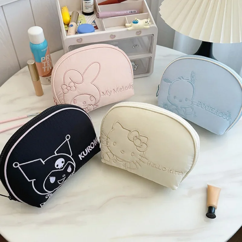 Sanios My Melody Hand Shell Cosmetic Bag Anime grande capacità portatile Kuromi Kawaii hellobyke Down Toiletry Storage Bag regali