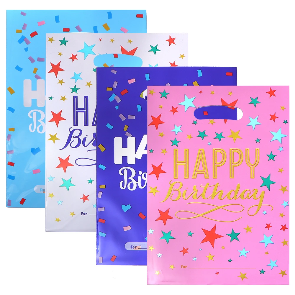 10 Stück 16x25cm Happy Birthday Stern-Bedruckte Beutel Plastik-Schmuck-Geschenkverpackungstasche für Jungen und Mädchen Kindergeburtstags-Party-Geschenke Zubehör – Detail 4