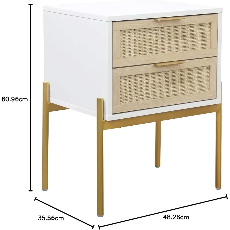 Comodino Andrew, comodino con accento comodino con cassetto portaoggetti e gambe moderne di metà secolo per soggiorno o camera da letto