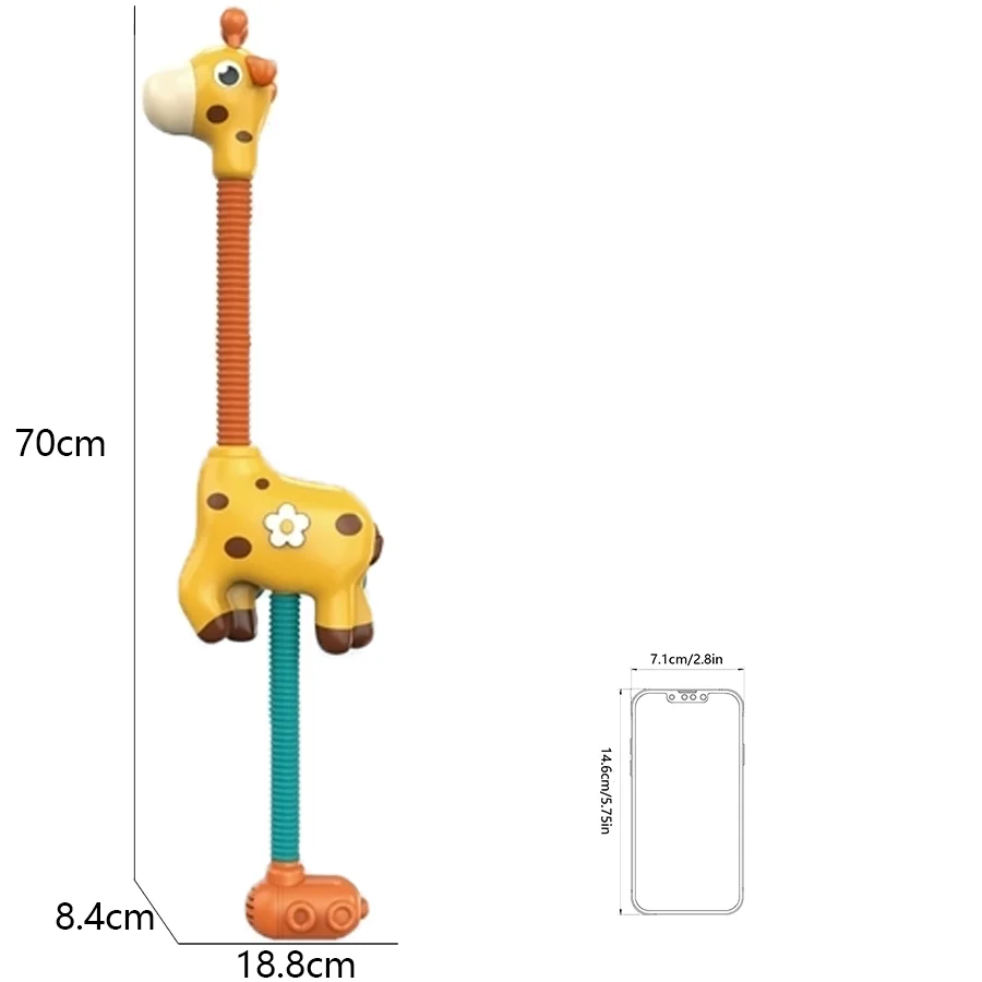 Electric Shower Bath Toy Sprinkler Head - Giraffe Spray Water Baby Toddler Toy for Kids Bathtub and Bathtime Fun