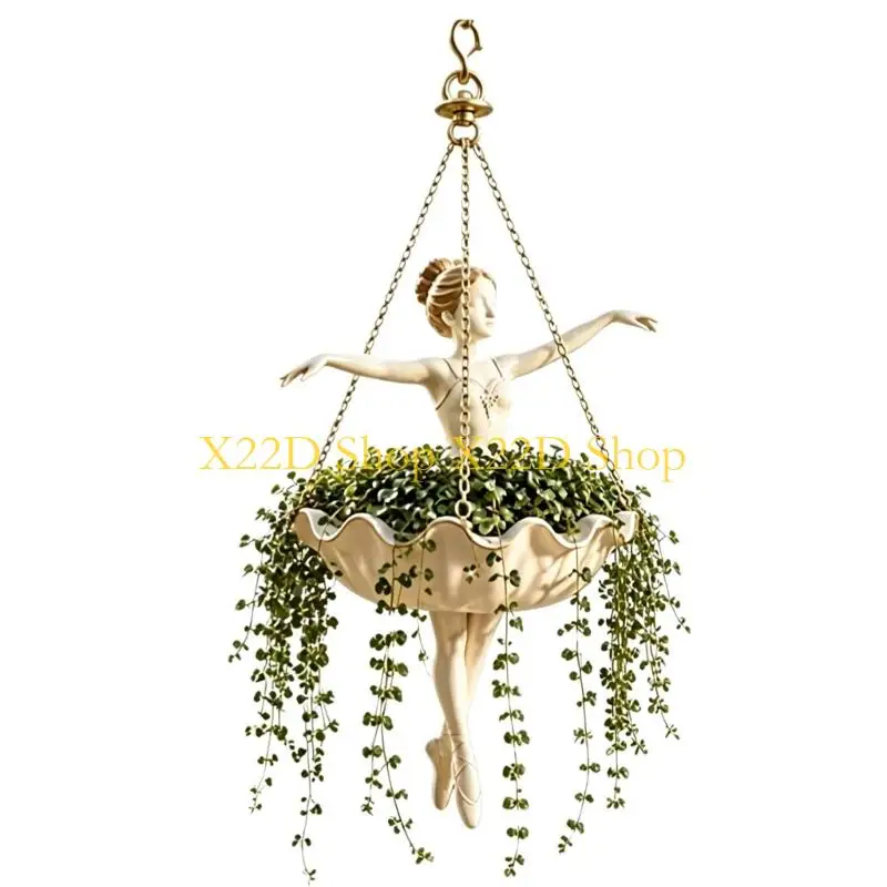 X22D Decorative Resin Hanging Planter with Dancer Accent