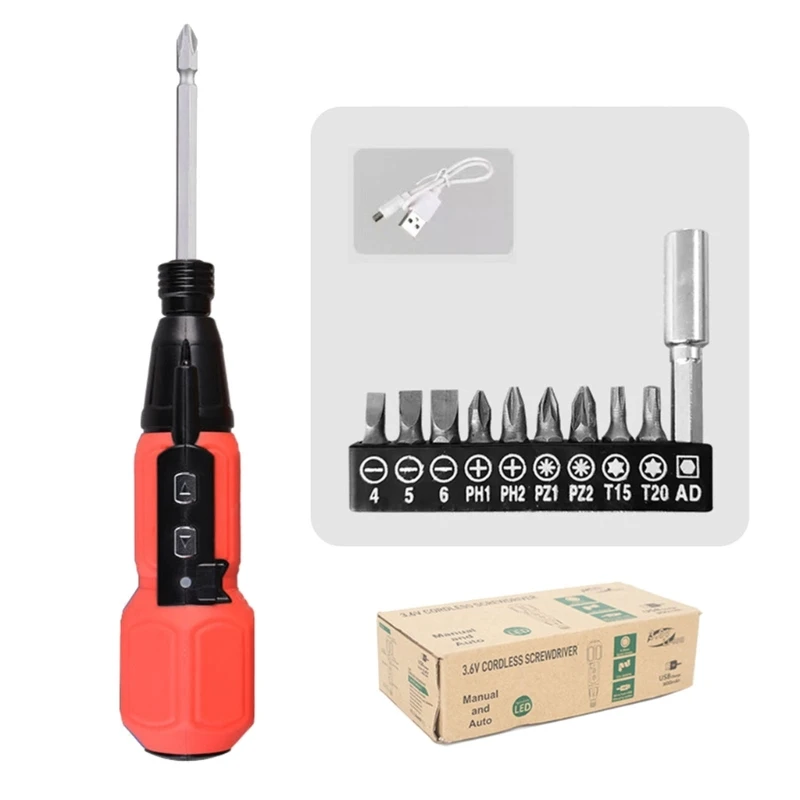 3.6V Cordless Electric Screwdriver Rechargeable Portable Rotary Home Gadget Automatic Manual Electric Screwdriver Drop ship