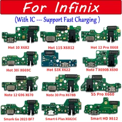 USB Charging Port Mic Dock Connector Board For Infinix Hot 10 11S 12 Pro 30i S3X Note 7 12 30 S5 Pro Smark Go 2023 BF7 6 Plus HD