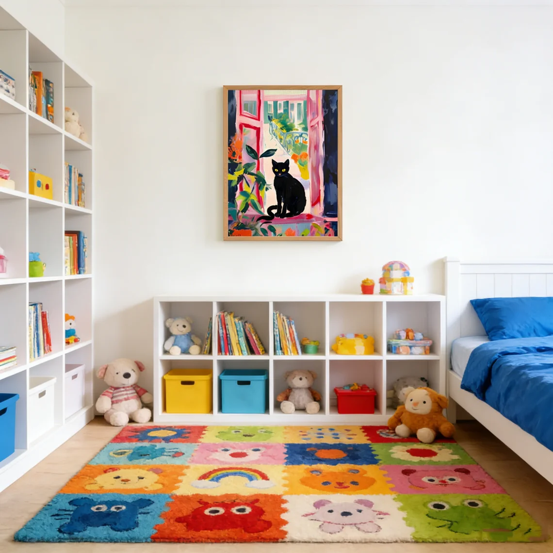 gato-na-janela-aberta-impressao-henri-matisse-inspirado-fauvismo-pintura-moderno-poster-colorido-impressao-de-gato-preto-impressao-floral--digital-d