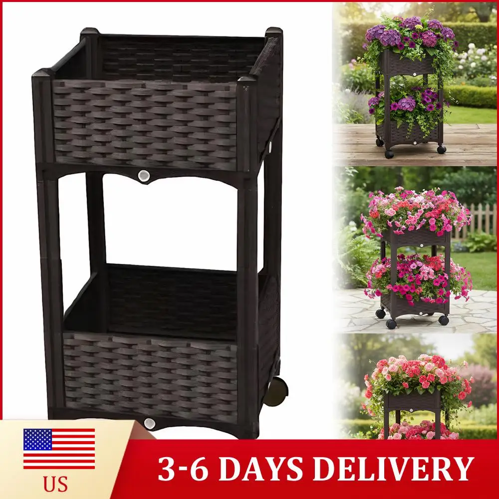 

Raised Garden Bed with Wheels Raised Beds for Outdoor Plants Tomato Flower Vegetable Garden