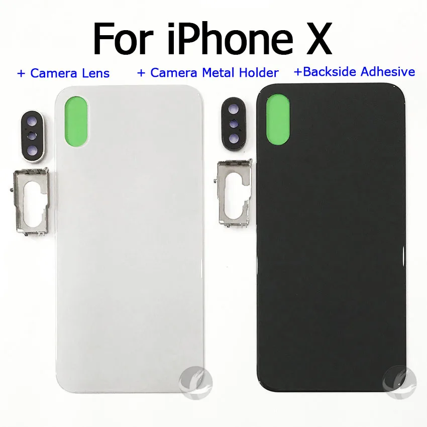 EU Version With CE Back Glass Housing + Camera Lens Frame For iPhone X XS Max XSM Rear Battery Cover + Back Sticker With Logo