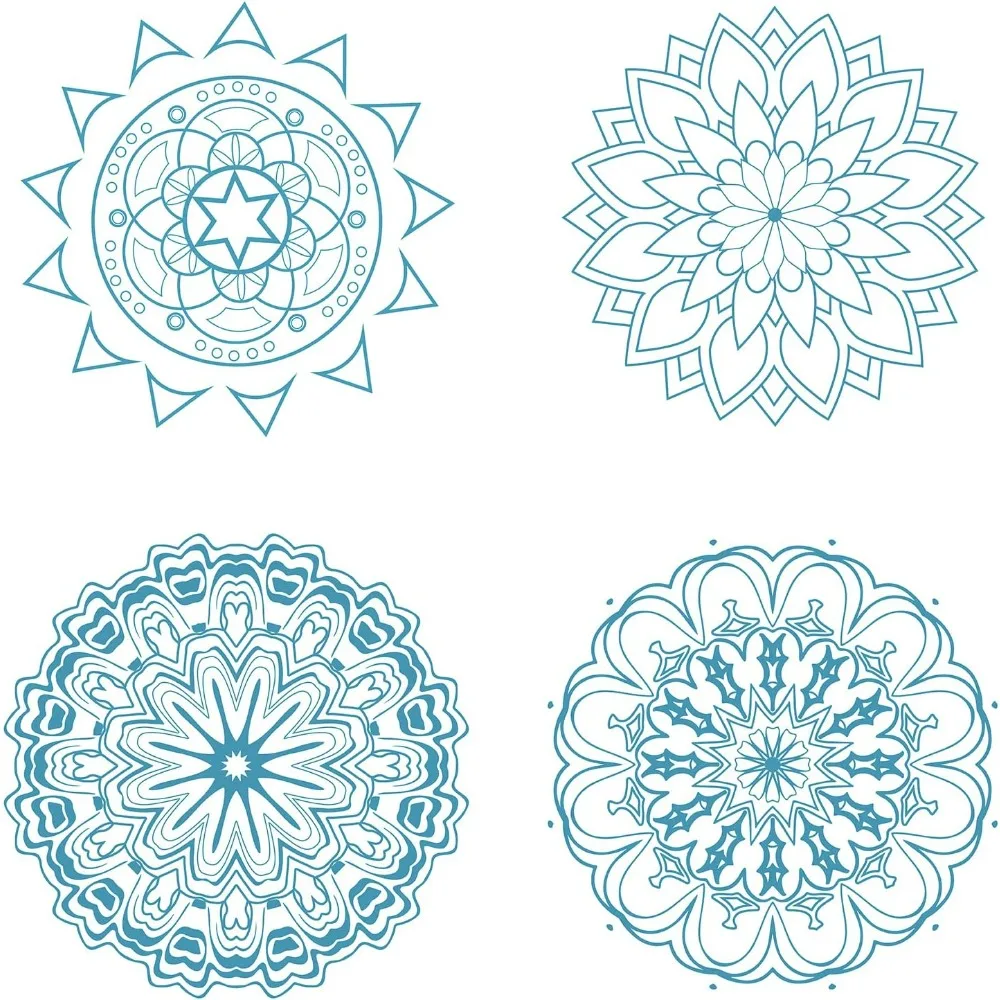 4 Stück 6,3 Zoll „Flower of Life“-Fensteraufkleber, statische Glas-Schiebetür-Aufkleber, Mandala-Aufkleber, nicht klebende Vinylfolie