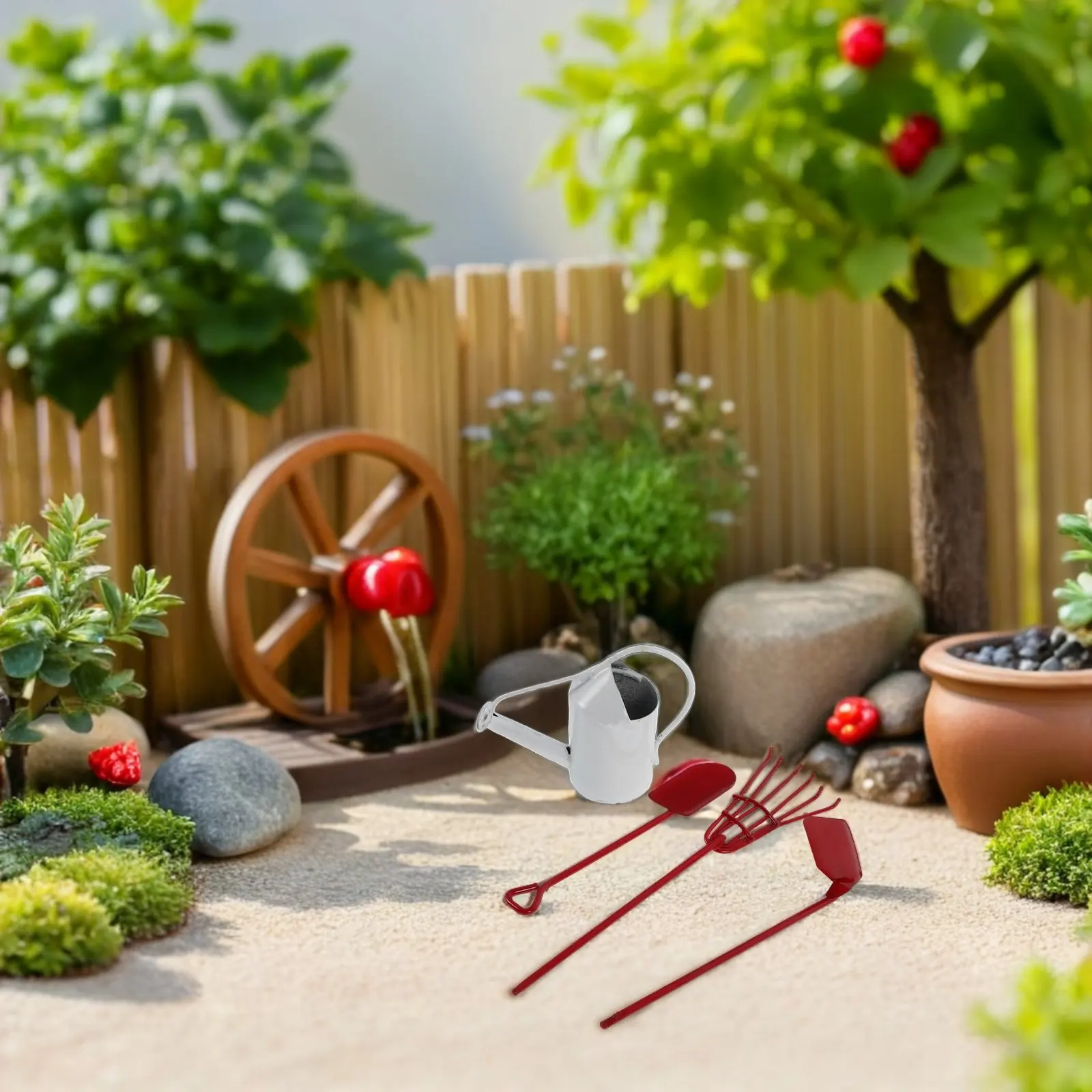 1Set Mini Gardening Tool Set Compact Metal Mini Planting Transplanting Tools for Succulents Dollhouse Garden Miniature Landscape