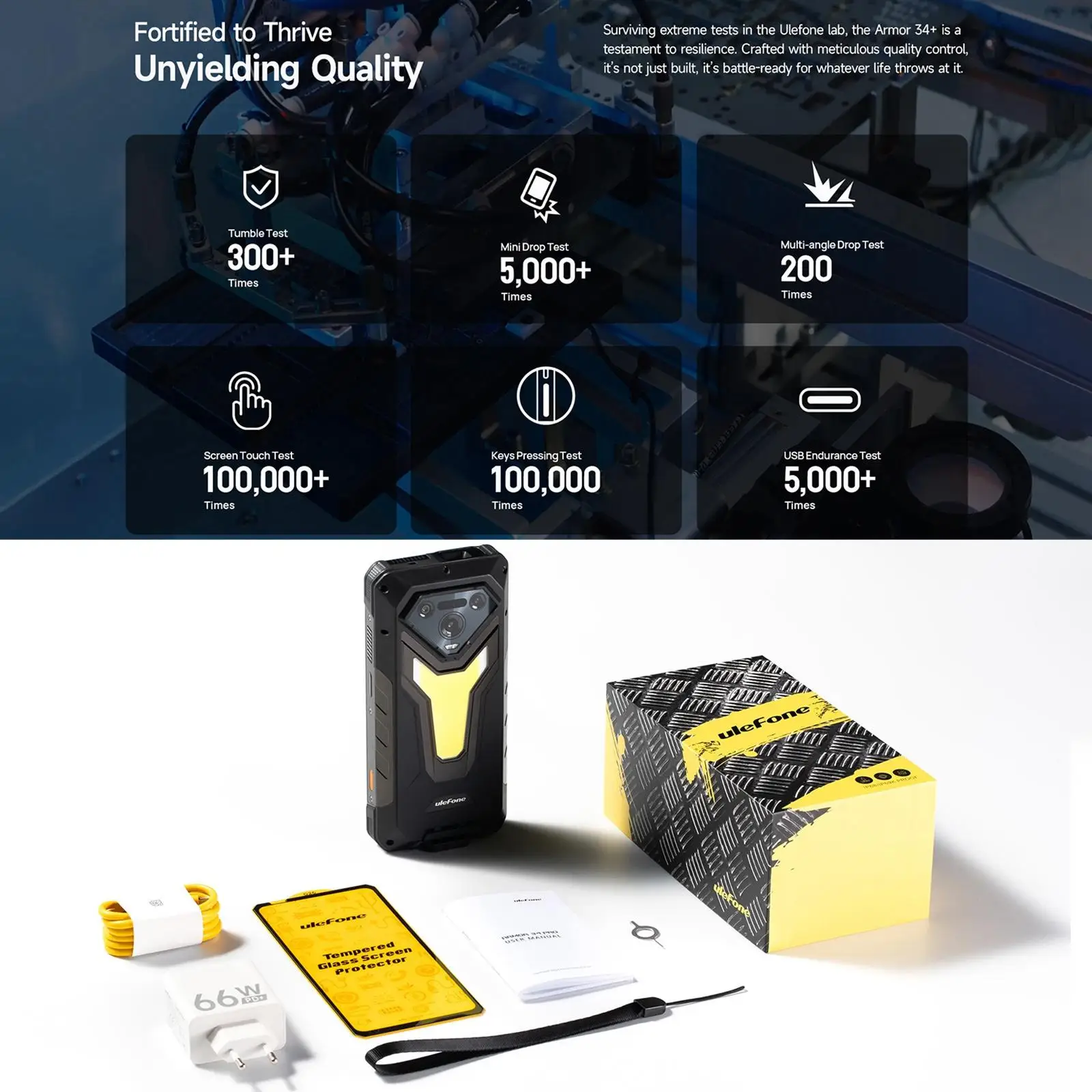 Ulefone Armor 34 Pro+ Rugged Smartphone 5G Projector 6.95" 120Hz 16GB+512GB 25500mAh 66W 64MP Night Vision Android 15 NFC