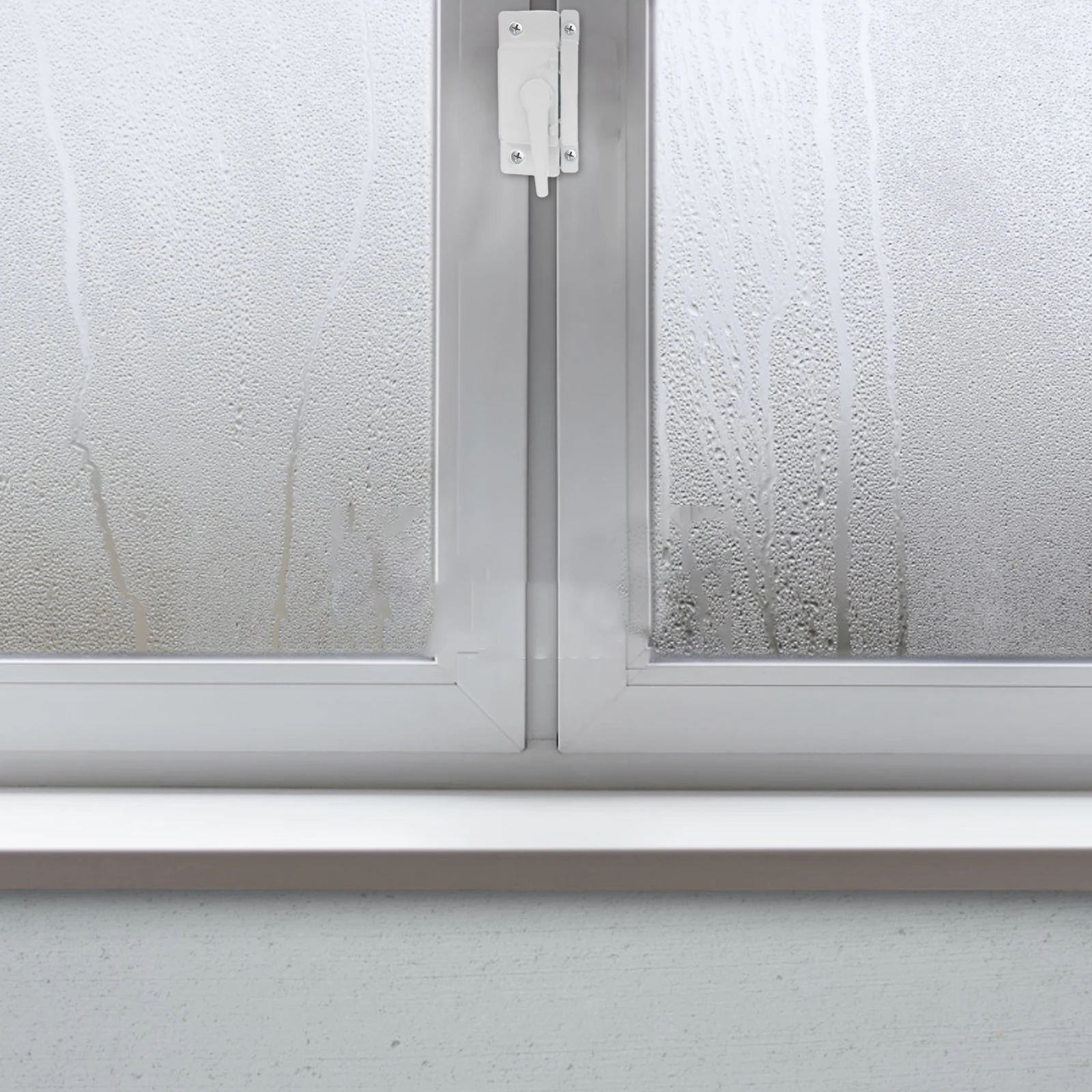 2 pares de fechaduras para janelas deslizantes, portas de aço plástico, buraco lateral branco, universal, antirroubo, faixa de pátio, trava horizontal