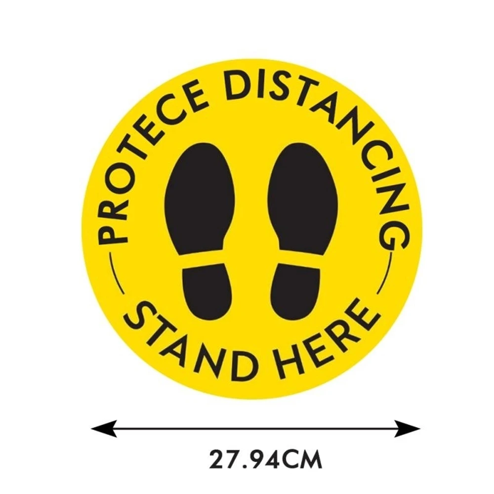 Panneaux de sol autocollants de protection publique, distances à 6 pieds, signalisation de sécurité étanche pour les entrées et les lignes de caisse