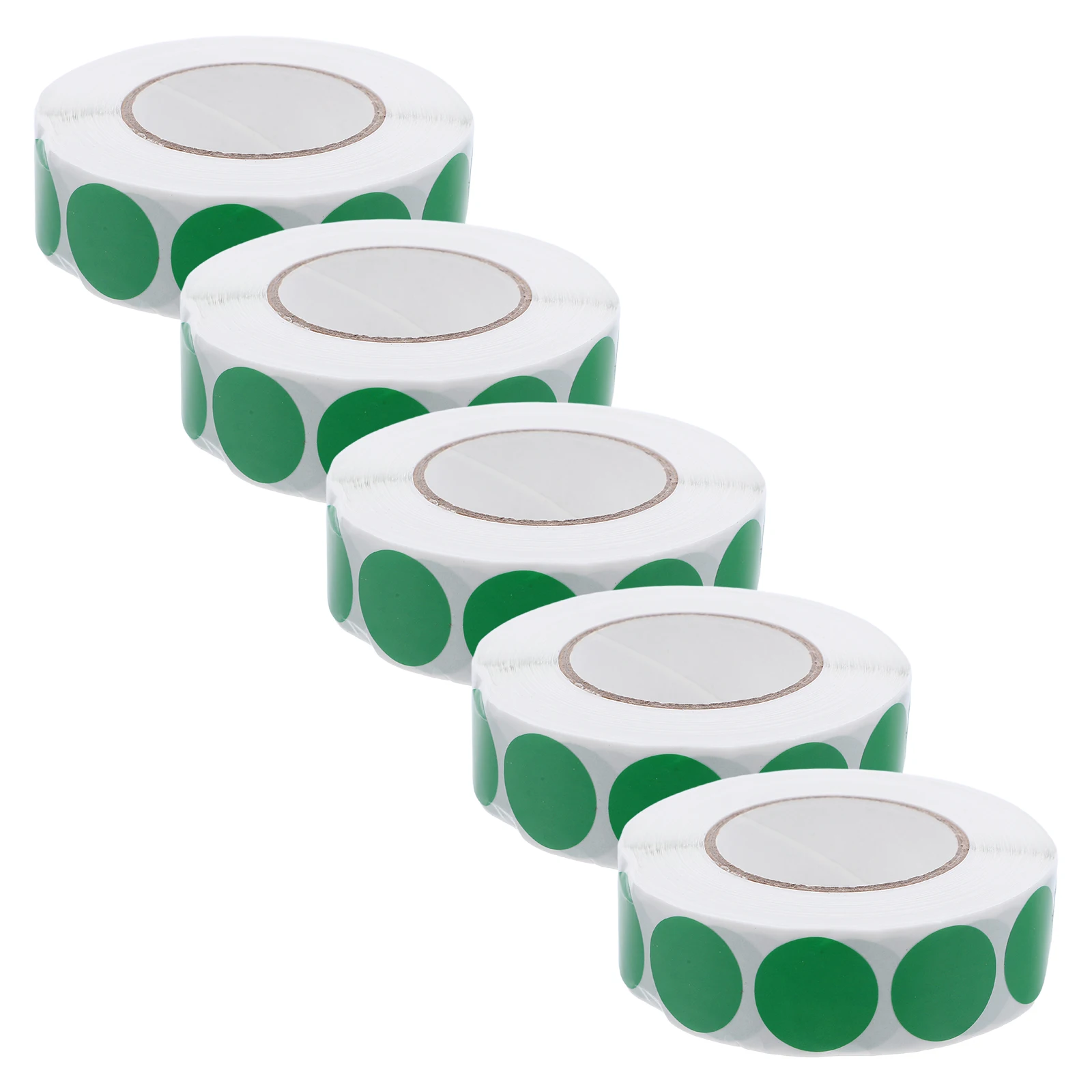 

5 рулонов круглых зеленых самоклеящихся этикеток, записываемые наклейки с печатью, конверт, упаковка, круглые бумажные точки для офиса