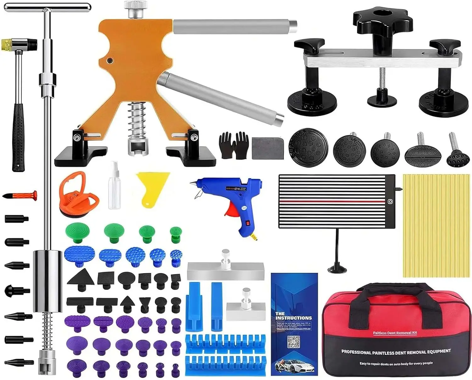 

Комплект для удаления вмятин без покраски с резиновым молотком, съемником моста, термоплавкой клейкой лентой, светодиодной печатной платой